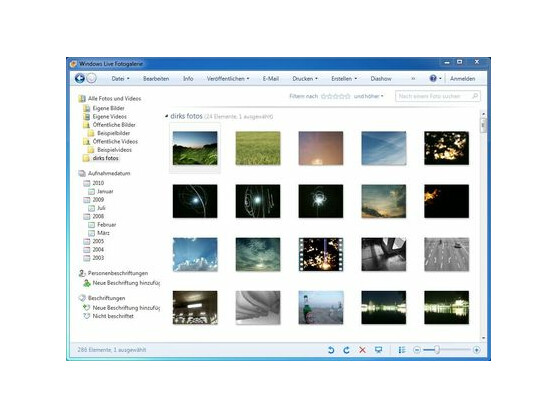Die Programmoberfläche von Windows Live Fotogalerie.