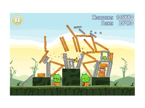 Die Schweine müssen dran glauben: Bei Angry Birds schießt der Spieler Vögel auf die Bauwerke der Eier-Diebe.
