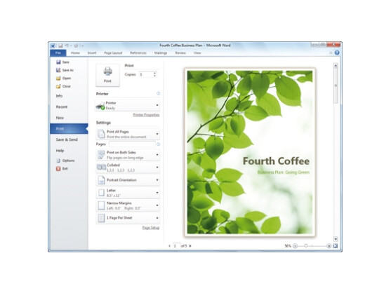 Ein Screenshot des neuen Word 2010.