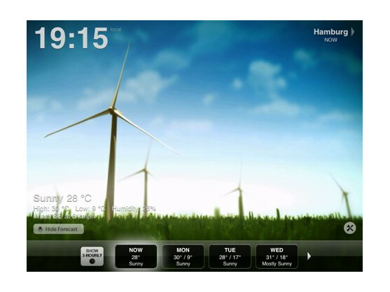 Mit Weather HD wird auch schlechtes Wetter durch die großflächigen Animationen zum optischen Highlight