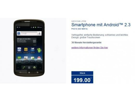 Seit Donnerstag, 15. Dezember, bietet Aldi Nord das Smartphone von Medion an.