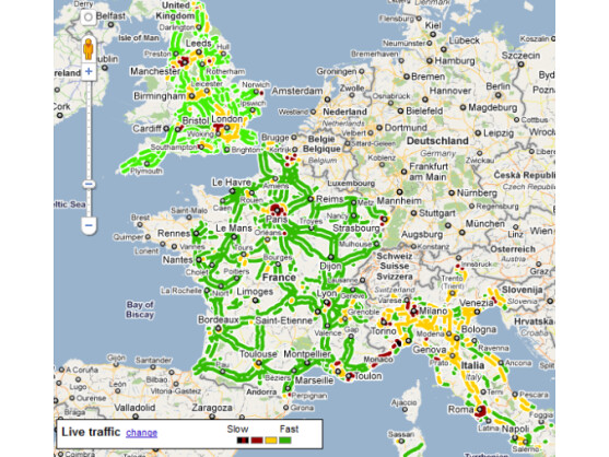 Aktuelle Verkehrsinformationen: Ein Blick auf Google Maps zeigt, dass in Deutschland entsprechende Daten noch fehlen.