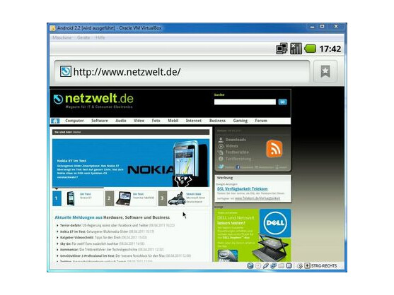 Der Browser von Android-x86.