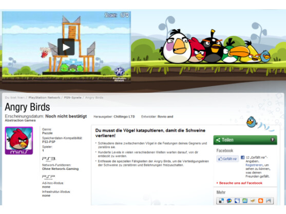 Angry Birds minis: Das Spiel läuft auf der Playstation 3 und der Playstation Portable.