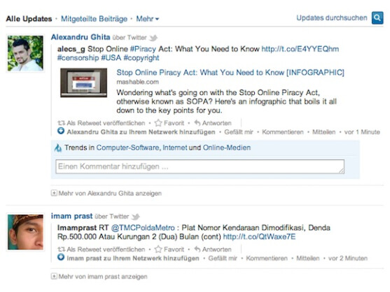 Die Aufmachung von LinkedIn erinnert stark an Facebook und Co.