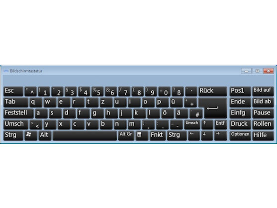 Die Bildschirmtastatur unter Windows 7 funktioniert auch zur Anmeldung.