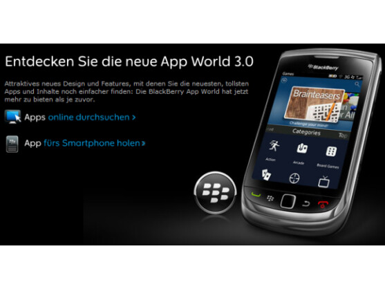 Die BlackBerry App World hat ein neues Design erhalten.