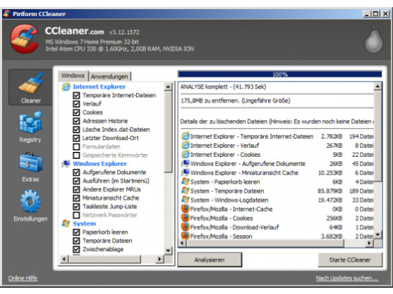 CCleaner schafft Platz und Ordnung im System.