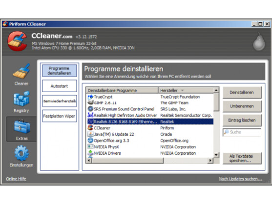 Mit dem Deinstallationsmanager lassen sich selbst hartnäckige Rüchstände beseitigen.