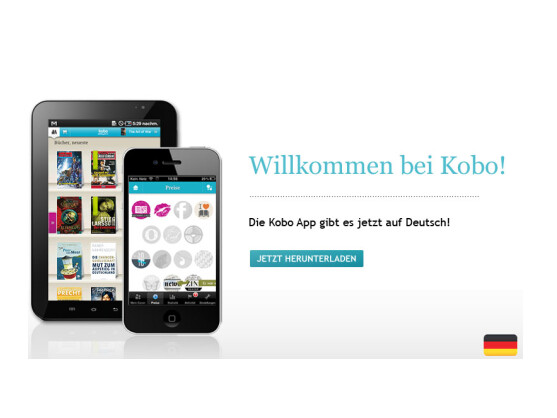 Der E-Book-Anbieter Kobo bietet nun auch deutsche Bücher sowie lokalisierte Apps an.