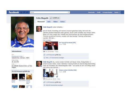 Der Facebook-Auftritt von Felix Magath.