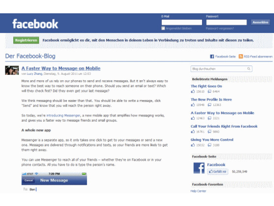 Facebook hat eine eigene Messenger-App für iPhone und Android herausgebracht.
