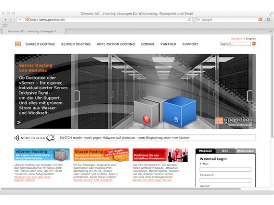 Genotec bietet Dutzende Pakete, vom Shared Hosting bis zum dedizierten Server.