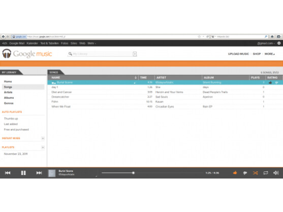 Google Music bietet Platz für 20.000 eigene Songs.