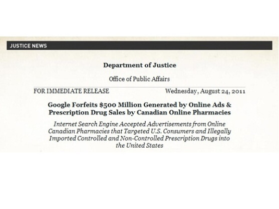 Google muss eine halbe Milliarde US-Dollar zahlen, um die Ermittlungen des US-Justizministeriums zu beenden.