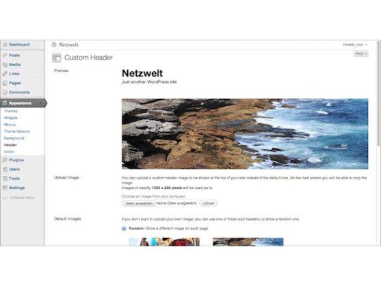 Die Kopfzeile der meisten Design-Vorlagen lässt sich in WordPress bearbeiten.