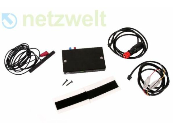 Lesswire liefert den Wi2U zusammen mit Montagekabeln, Befestigungsmaterial und UMTS-Antenne.
