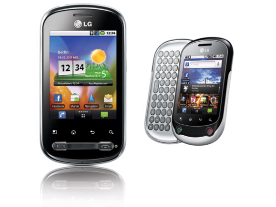 LG stellt mit dem Optimus Me (links) und dem Optimus Chat (rechts) zwei neue Modelle für Einsteiger vor.