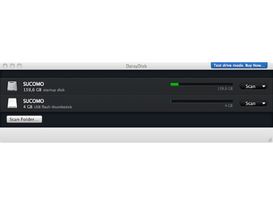 Neben der internen Festplatte kann DaisyDisk auch externe Medien auswerten.