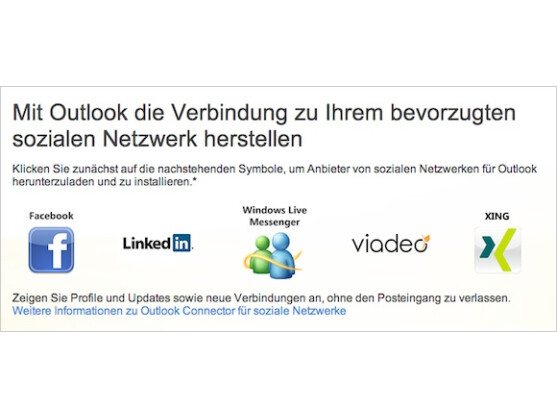 Outlook unterstützt alle wichtigen Netzwerke.
