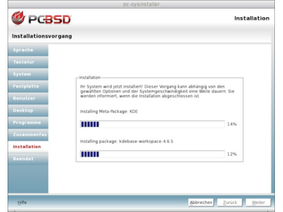 In PC-BSD 9.0 wurde besonders der Setup-Assistent an vielen Stellen verbessert.