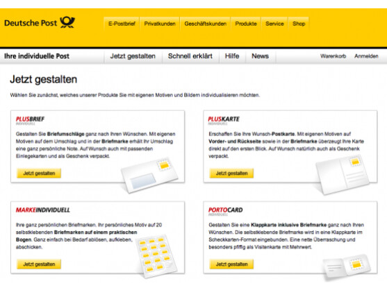 Bei der Deutschen Post kann man verschiedene Formate mi einer eigenen Briefmarke gestalten.