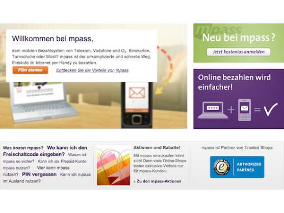 Telekom, Telefonica und Vodafone unterstützen mit mpass das Bezahlen per NFC.
