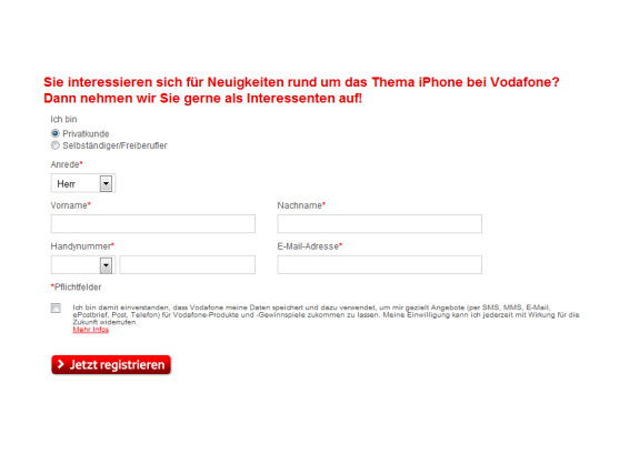Vodafone hat die Webseite zur Vorregistrierung des iPhone 5 freigeschaltet.