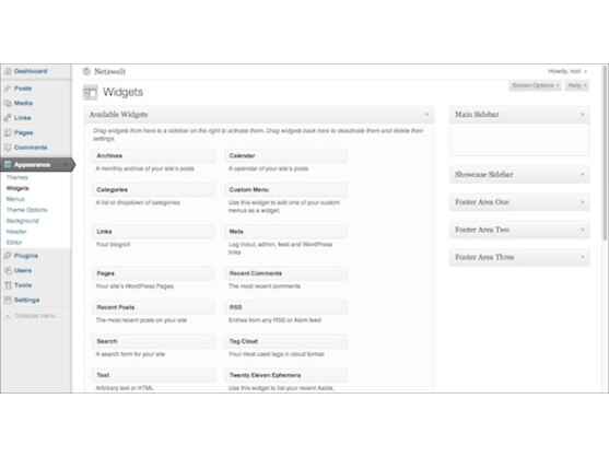 Widgets sind Module, die dynamische Inhalte in das Blog einfügen.