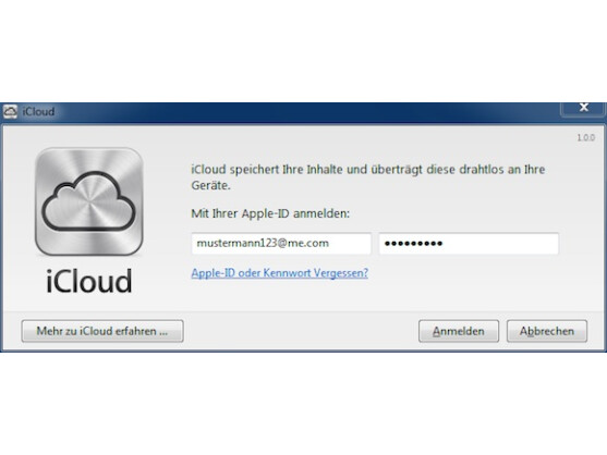Unter Windows kann kein neues iCloud-Konto erstellt werden.