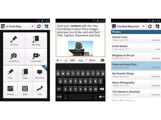 WordPress für Android funktioniert auch auf Tablets reibungslos.