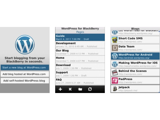 WordPress läuft auf BlackBerry OS 4.6 oder neuer.