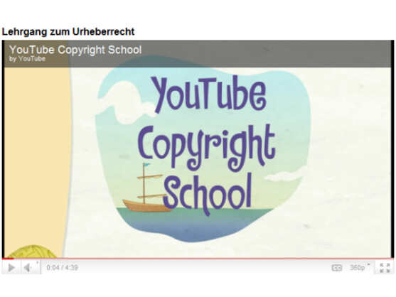 In der Youtube Copyright School werden Nutzer über das Urheberrecht informiert.