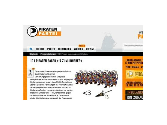 Mit 101 Statements unter dem Motto "Ja zum Urheber" versucht die Piratenpartei ihre Position im Streit um die Rechte der Künstler deutlich zu machen.