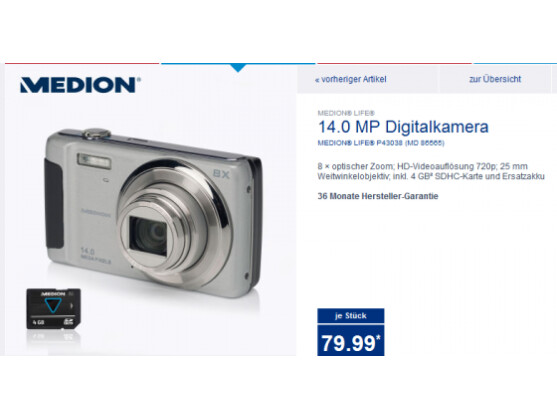 Die 14-Megapixel-Kamera nimmt Videos in 720p-Qualität auf.