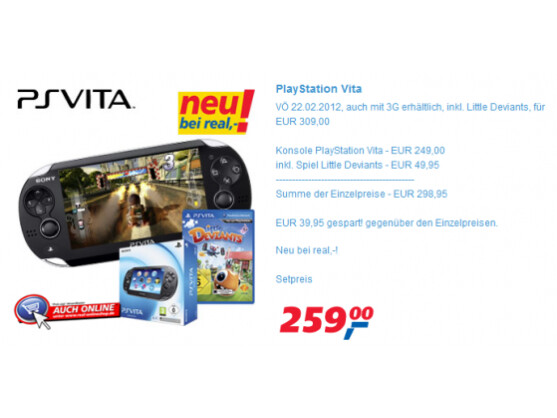 Ab Mittwoch, 22. Februar, ist die PlayStation Vita bei Real erhältlich.