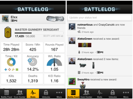 Ab sofort gibt es das Battlelog von Battlefield 3 auch als App.