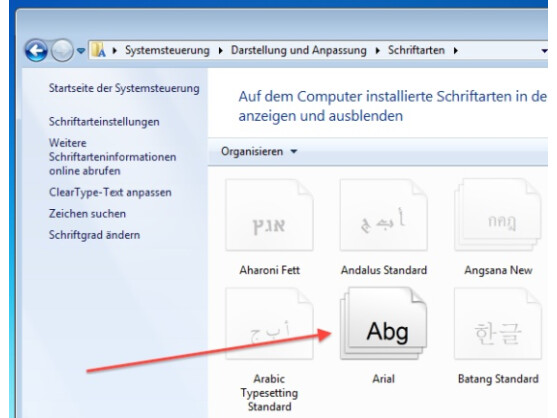 Ähnliche Schriftarten fasst Windows 7 in einer Gruppe zusammen.