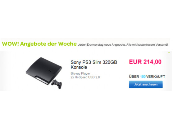 Im Angebot als eBay WoW ist die PlayStation 3 Slim.