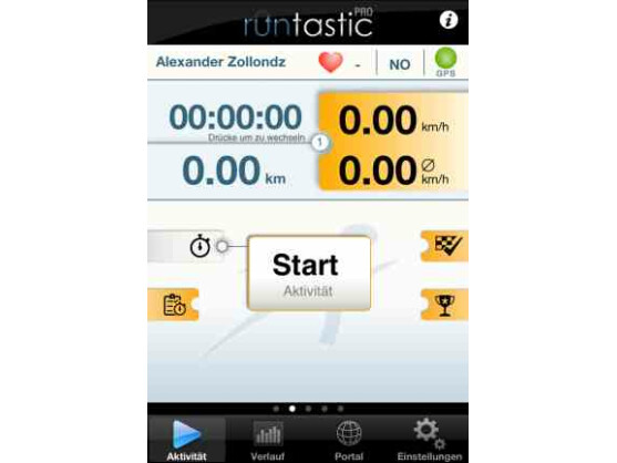 App Runtastic: Tempo und Durchschnittsgeschwindigkeit auf einen Blick.