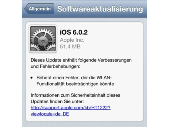 Apple stellt ein Update für iOS 6 bereit.