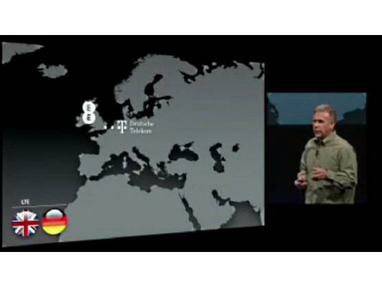 Apples Marketing-Manager Phil Schiller stellte auf der Keynote die Provider vor, die LTE im neuen iPhone unterstützen.