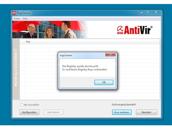 Avira überprüft auf Wunsch die Registrierung auf Rückstände.