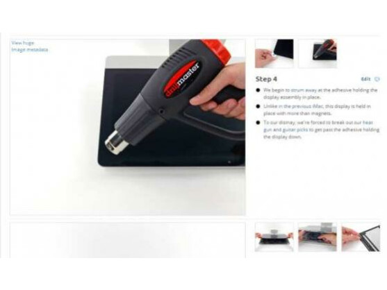 Bastelarbeit nötig: Zum Zerlegen des neuen iMacs nahm iFixit eine Heißluftpistole zur Hand.