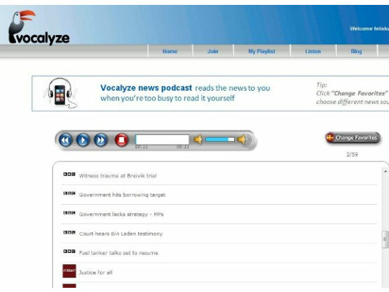 Die Bedienung von Vocalyze im Browser ist kinderleicht.