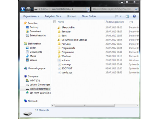 Überprüfen Sie, ob alle Daten auf den USB-Stick übertragen wurden .
