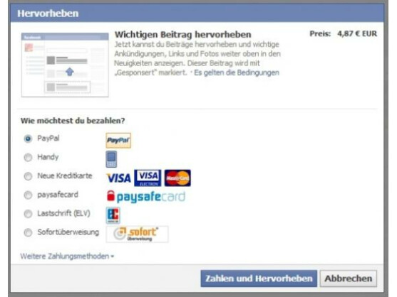 Auch in Deutschland ist es nun möglich, Posts durch Bezahlung hervorzuheben.
