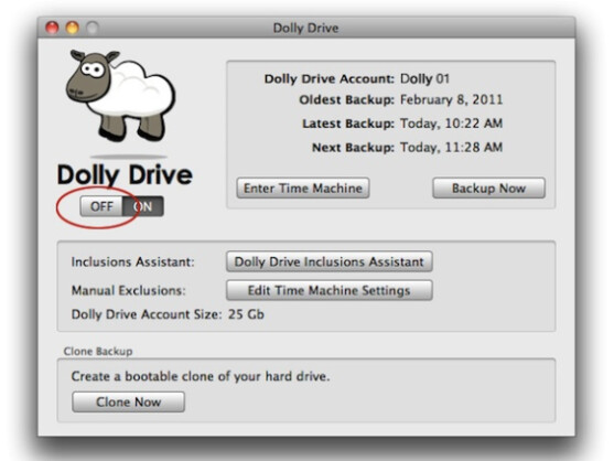 Dolly Drive wird direkt in der Systemsteuerung des Macs konfiguriert.