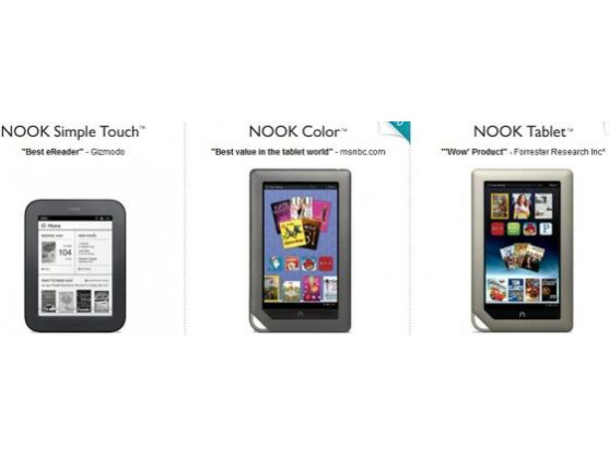 Der E-Reader Nook wird bei Barnes & Nobles in drei verschiedenen Ausführungen angeboten.