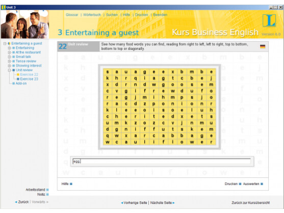 Bei "Entertaining a guest" gilt es, den Geschäftspartner zu unterhalten.